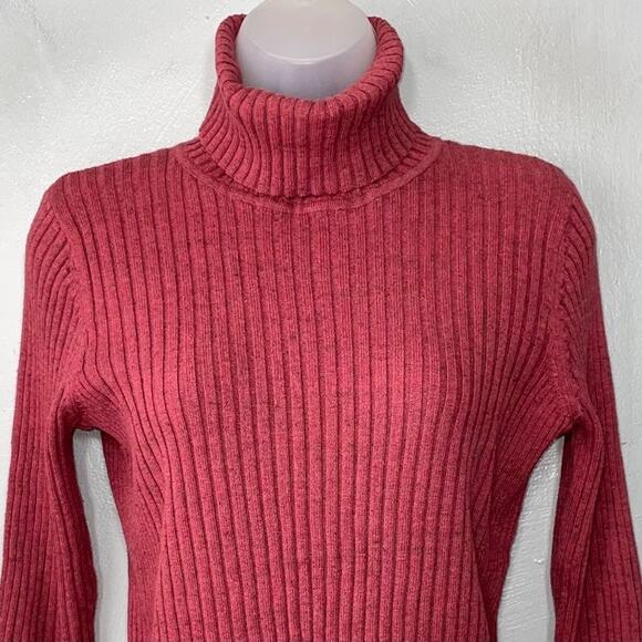 Ruff Hewn Size M Brick Red Ribbed Knit Turtleneck Sweater Y2K 2000s Minimalist - Picture 3 of 9